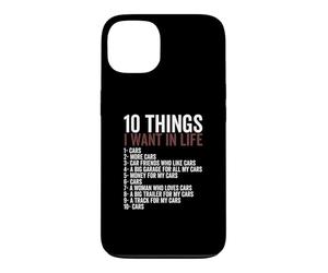 10 Choses Que Je Veux dans ma Vie Voitures Plus de Voitures Mécanique Voiture Coque pour iPhone 13
