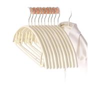 10 Cintres en Forme de Vêtement Revêtus de Caoutchouc Antidérapant, Profil Fin, Multifonction, Couleur Beige pour l'Organisation des Placards