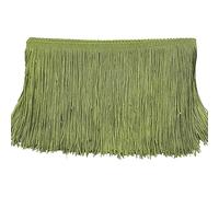 10 cm x 2 m - Bordure franges - Ruban dcoratif - Frange de danse - Frange coupe en soie - Pour la couture, le bricolage, les vtements, la lingerie, les costumes, les rideaux, la dcoration, vert olive
