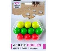 Engelhart - 010141 - Buts Fluo Compétition - Jeu De Boules - 10 Cochonnets en Bois Fluorescent - Jeux De Pétanque