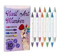 10 Colours Nail Art Graffiti Pen,Stylo Nail Art 3D Ongles Polish Pen for Children Enfant,Fine Tip Nail Polish Pens,DIY Manicure Decoration Dotting Pen,Double Pointe Nailart Marker (1 Set)