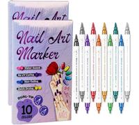 10 Colours Nail Art Graffiti Pen,Stylo Nail Art 3D Ongles Polish Pen for Children Enfant,Fine Tip Nail Polish Pens,DIY Manicure Decoration Dotting Pen,Double Pointe Nailart Marker (2 Set)