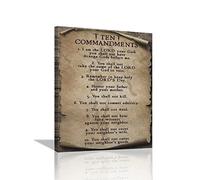 10 Commandements Décoration murale vintage Dix Commandements - Versets de la Bible - Citations inspirantes - Peinture sur toile - Décoration chrétienne rustique encadrée pour salon, chambre à coucher,