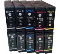 10 Compatible Cartouches D'Encre Pour Epson Avec Puce T7901 T7902 T7903 T7904 (4Xnoir+2Xcyan+2Xmagenta+2Xjaune) Compatible Avec Epson