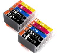 10 Compatible Ink Cartridges With Chip And Level Indicator For Canon Pixma Ip4200 Ip4300 Ip4500 Ip5200 Ip5300 Ip5400 Mp500 Mp530 Mp600 Mp610 Mp800 Mp810 (Replacement For Pgi-5Bk Cli-8Bk Cli-8C Cli.