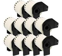 10 Compatibles DK-22251 Rouge et noir sur blanc 62mm x 15.24m Étiquettes continues pour Brother P-Touch QL-800 QL-810W QL-820NWB