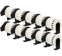 10 Compatibles Rouleaux DK22251 DK-22251 62mm x 15,24m Papier Étiquettes continues pour Brother P-Touch QL-800 QL-810W QL-820NWB, noir et rouge sur blanc
