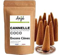 10 Cônes Encens Senteur Cannelle Coco - Encens Cône 100% Naturel Relaxation Méditation Purification + Brûleur Porte Encens Offert - NCA