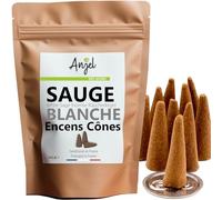 10 Cônes Encens Senteur SAUGE BLANCHE - Encens Cône 100% Naturel Relaxation Méditation Sauge Blanche Purification a bruler + Brûleur Porte Encens Offert purification maison - Réduction du stress - NCA