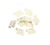 10 CONFETTIS BOIS BONNE ANNÉE 6X3.5X0.3CM OR