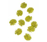 10 Confettis en bois feuilles tropicales 4 cm - Vert - Taille Unique