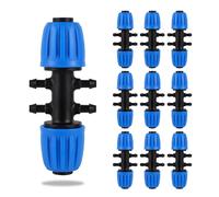 10 connecteurs de verrouillage 6 voies dentelés, 1/2 (diamètre extérieur du manchon de carte 0620 pouce diamètre intérieur 0520). In) à raccord de tuyau d'irrigation 1/4 pouce (10 PCS bleu)