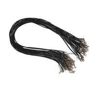 10 Cordon de Cou Collier en Coton Ciré 1 mm - Fermoir Mousqueton - Noir - 45+ 5 cm