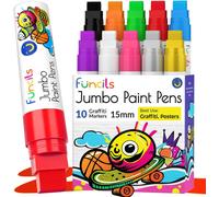 10 Couleurs Marqueur Acrylique, 15mm Jumbo Stylo De Peinture Acrylique, 3 En 1 Graffiti Marqueurs, Feutre Peinture Acrylique Pour Verre Permanent, Bois, Pierre, Ceramique, Plastique Porcelaine.[G605]