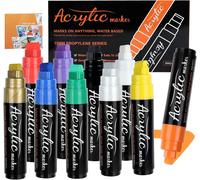 10 Couleurs Marqueur Acrylique Large,15mm Feutre Peinture Acrylique Large,Marqueurs Jumbo Couleur,3 En 1 Feutres Acrylique Permanents Pour Peinture Sur Roche,Pierre,Céramique,Bois Et Toile