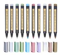 10 Couleurs Marqueur Metallique Feutres Set, Stylo Metallique, Stylo doré Feutre Metalliques pour DIY, stylo Scrapbooking, Cartes, Album Photo, Décoration
