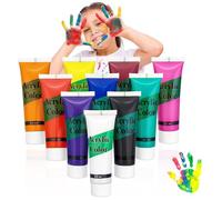 10 Couleurs Peinture Lavable,Peinture au Doigt,Peinture au Doigt Lavable,Tubes de Peinture au Doigt,Fournitures de Peinture Artistique(20ml/Tube)