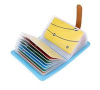 10 Couleurs Porte Cartes de Crédit Femme Homme Cuir - 26 Fentes (Bleu)