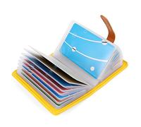 10 Couleurs Porte Cartes de Crédit Femme Homme Cuir - 26 Fentes (Jaune)