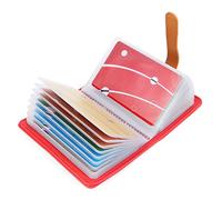 10 Couleurs Porte Cartes de Crédit Femme Homme Cuir - 26 Fentes (Pastèque Rouge)