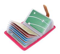10 Couleurs Porte Cartes de Crédit Femme Homme Cuir - 26 Fentes (Rose Rouge)