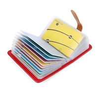 10 Couleurs Porte Cartes de Crédit Femme Homme Cuir - 26 Fentes (Rouge#2)