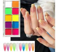10 couleurs Poudre dégradée Miroir magique unicolore Paillettes Motif Nail Art Y2K, Pigment de couleur chrome, Poudre dégradée professionnelle pour salon, Poudre dégradée néon unicolore, Effet blush c