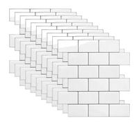 10 Credence Adhesive, Carrelage Autocollant Métro, Carreaux Muraux Autocollants, Plus Épais Pour Dosseret De Cuisine Pour Cuisine Autocollant Carrelage Salle De Bain, 30.5x 30.5cm, Blanc
