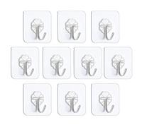 10 Crochets Auto Adhésif Mural pour Charges Lourdes | Jusqu'à 8 kg | 6 x 6 cm | Fixation Facile, Rapide sur Mur & Plafond | Waterproof | Rotation 180° | Autocollant | PVC & Inox | OriginalCorner®