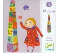 10 cubes à empiler Djeco Nature et animaux Rouge