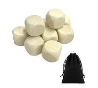 10 dés vierges avec 1 sac de rangement, cubes en bois, cubes de jeu, utilisables pour le bricolage, les mathématiques, les jeux de société, etc. (20 mm)