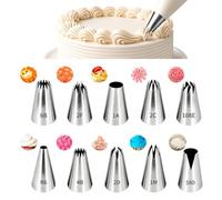 10 Douilles à Pâtisserie Professionnelles en Acier Inoxydable, Grandes Douilles Réutilisables, Grosse Douille Pâtisserie Grande Taille Cannelée, Idéales pour Décoration de Gâteaux Cupcakes Biscuits