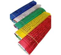 10 drapeaux de prière tibétains avec corde M -- 17.5x17.5x170 cm