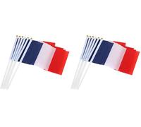 10 drapeaux Français en nylon tricolore à main pour le 14 Juillet TRIXES (Lot de 2)