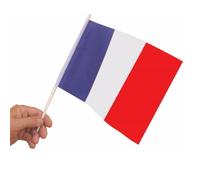 10 DRAPEAUX FRANCE POLYESTER AVEC HAMPE 15X21CM Bleu, Turquoise, Ciel, Marine