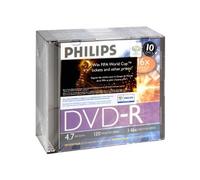 Philips DVD-R High-Speed (4,7 Go / 120 Minutes de vidéo, Vitesse 1-16x, Slim Case 10 pièces)