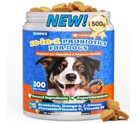 10-en-1 Probiotiques pour chiens - Formule Premium de 500 g avec probiotiques et prébiotiques, pour les soins quotidiens de l'intestin et le bien-être général, facile à administrer, très palatable