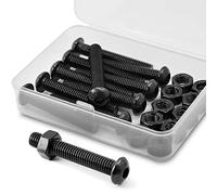 (10 Ensemble) M8 x 40 mm Vis à tête bombée avec six pans creux et écrous Filetage complet en Acier au Carbone 10,9(Noir)