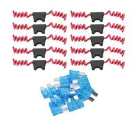 10 ensembles de fusibles de voiture et support de fusible automobile en ligne, support de lame en cuivre à oxygène avec harnais (Faisceau 16AWG Fusible 15A)