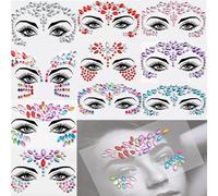 10 Ensembles De Gemmes De Visage Tatouages Temporaires En Pierre Scintillante Face Ramines, Tatouages Temporaires Du Festival, Pour Les Festivals,Le Maquillage Du Carnaval,Le Maquillage Des Fêtes.