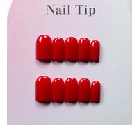 10 ensembles de nail art carrés faits à la main, style minimaliste rouge piment élégant, carrés courts européens A pour fille douce, créant une atmosphère de blanchiment haut de gamme. Comprend 10 fau