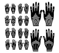 10 ensembles de pochoirs de tatouage, autocollants de tatouage à paillettes, pochoirs de tatouage temporaires, ensemble de pochoirs de tatouage à l'aérographe pour femmes filles (noir)