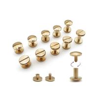 10 ensembles de Rivets à tête plate en laiton, bouton ceinture cuir, vis clous, portefeuille, accessoires maroquinerie(4mm)