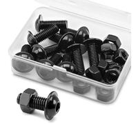 (10 Ensembles) M8 x 16mm Vis Boulons et écrous à Tête Creuse Kit 304 Acier Inoxydable Oxyde Noir, Vis à Tête Cylindrique, Boulons à Bride, Vis à Bride