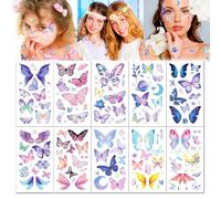 10 Ensembles Tatouage Temporaire, Tatouages Éphémères Pailletés pour Femmes et Filles, Faux Tatouage Imperméables, Papillon, Fleurs, Visage et Corps Brillant, Tatouage Ephemere Autocollants