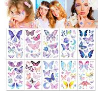 10 Ensembles Tatouage Temporaire, Tatouages Éphémères Pailletés Pour Femmes Et Filles, Faux Tatouage Imperméables, Papillon, Fleurs, Visage Et Corps Brillant, Tatouage Ephemere Autocollants