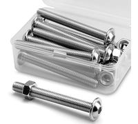 (10 Ensembles) Vis à Six Pans Creux M8 x 70mm Avec Bride et écrous Jeu de Vis à Tête Cylindrique d'Acier Inoxydable 304