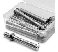 (10 Ensembles) Vis M8 x 60mm en Acier Inoxydable 304 Avec tête Plate Hexagonale et écrous - Connecteurs de Mmeubles