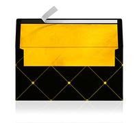 10 Enveloppes Noir avec Doublure Métallique Or 110 x 220 mm pour Cartes de Voeux Carte de Noël Bons d'Invitation