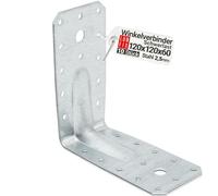 10 Equerre metal renforcées 120x120x60x2,5 mm, connecteurs bois galvanisés avec nervure, équerre support d'angle droit perforée pour menuiserie, fixation meuble, clôture, construction bois